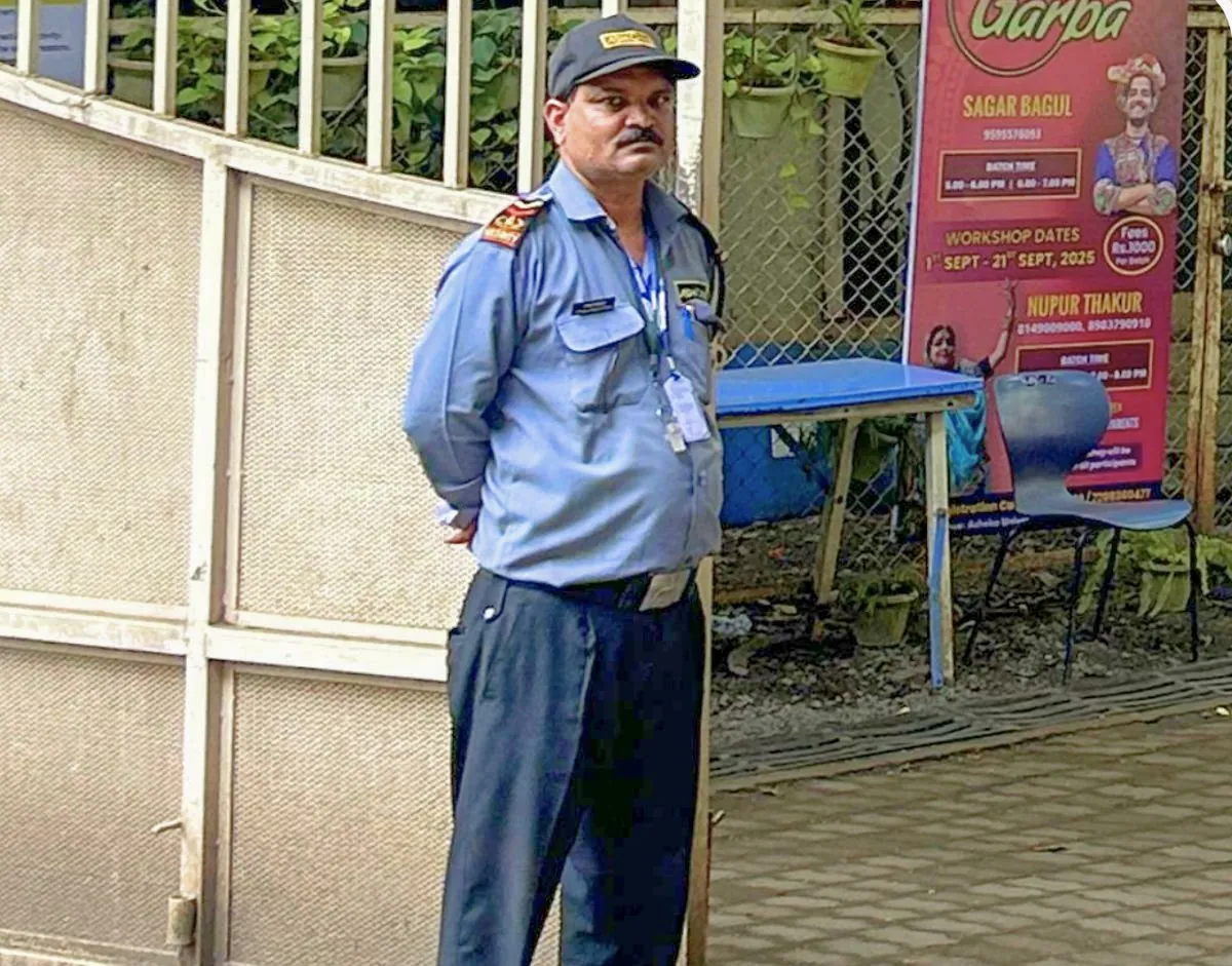 Security guard at the campus entrance