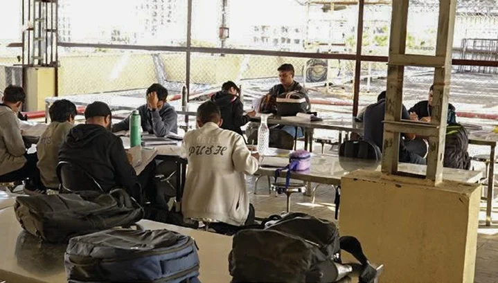 Students in the supervised self-study hall