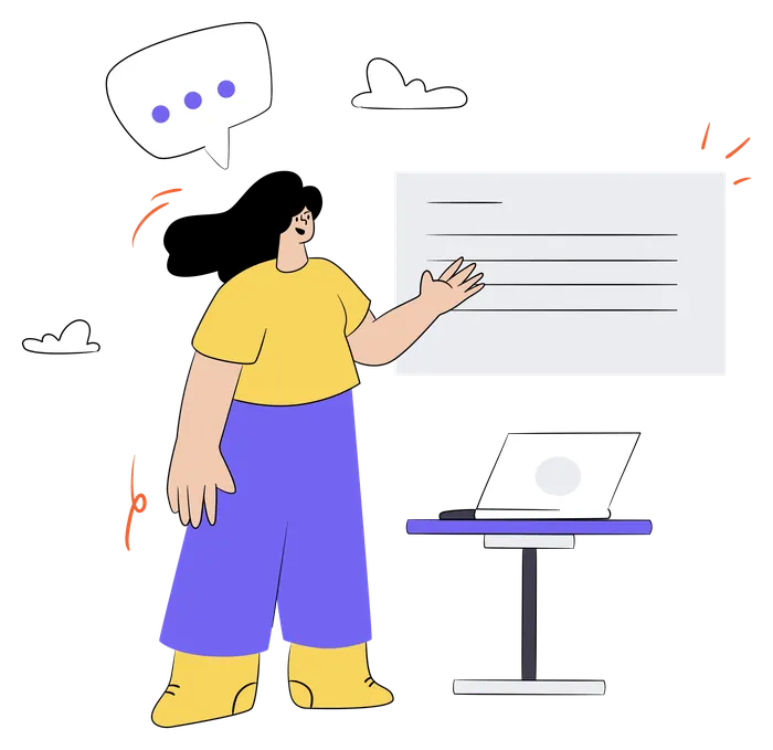 Illustration of a student giving a presentation in class
